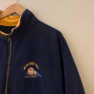 Vintage Embroidered Monterey Bay California Aquarium Otter Fullzip Fleece Jacket Etsy