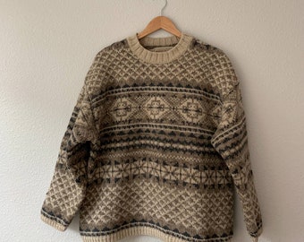 90s y2k Abercrombie The Big Sweater 100% Wool Pullover Nordic Ski Sweater