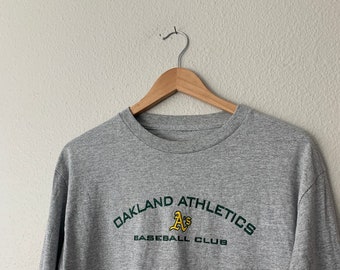 y2k Oakland Athletics A MLB Besticktes Langarm-T-Shirt für Herren Medium