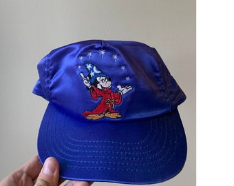 Vintage Made in USA Blue Disney Mickey Mouse Fantasia Wizard Blue Snap Back Hat