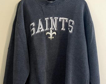 Vintage 90s Distressed New Orleans Saints NFL Ribbed Crewneck Sweatshirt Large