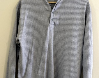 Camiseta térmica de manga larga con cuello Henley Calvin Klein estilo años 90, Y2K, talla pequeña para hombre.