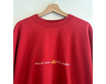 Vintage Embroidered Mackinac Island Upper Michigan Crewneck Sweatshirt Men's XL
