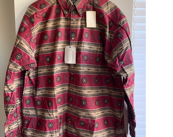 NWT Vintage Deadstock Woolrich Claret Southwestern Navajo Flannel Men's XL