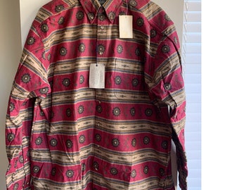 NWT vintage Deadstock Woolrich bordeaux sud-ouest de flanelle navajo homme XL