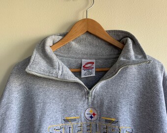 Vintage NFL Embroidered Pittsburgh Steelers Half-zip Pullover Sweater Men's XXL