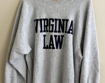 Sudadera vintage de cuello redondo Champion Reverse Weave de la Facultad de Derecho de la Universidad de Virginia (UVA).