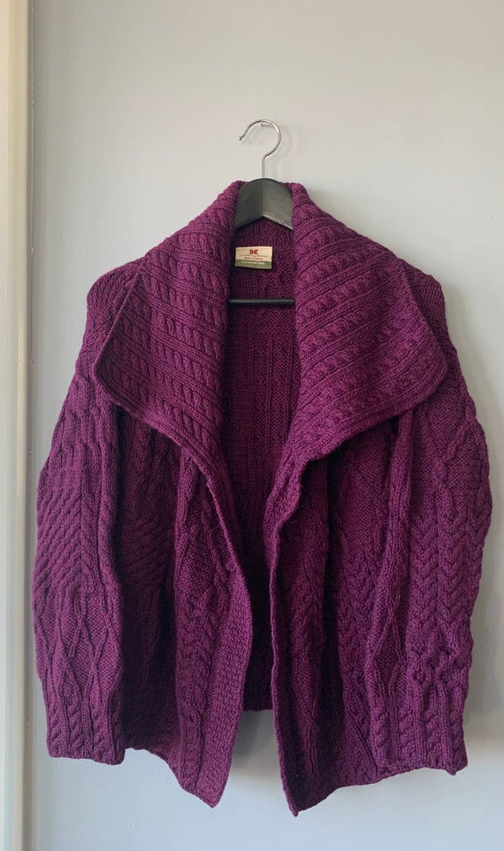 Purple Carraig Donn Chunky Knit Irish Merino Wool 
