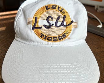 Vintage White Gold 90s The Game White Louisiana State LSU Tigers Baseball Cap