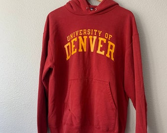 Vintage UD University of Denver Champion Pullover Hoodie Sweatshirt Mens Large