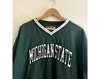 Vintage 90-tals y2k Michigan State University MSU vindjacka herr stor storlek