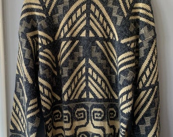 Vintage 80s Abstract Geometric Triangle Pullover Sweater Men's Medium