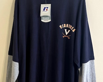 Vintage y2k Deadstock University of Virginia UVA Layered Long-sleeve T-shirt XXL