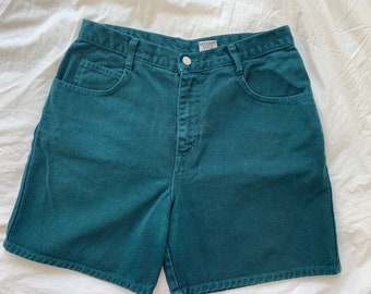 Vintage 90er Jahre Teal Green Encore Jeans High-waisted Dad Jeans Denim Shorts Groß