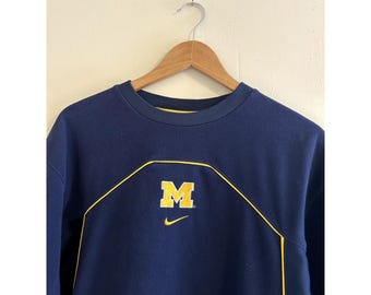 Vintage y2k Nike Center Swoosh University of Michigan Pullover Fleece Small