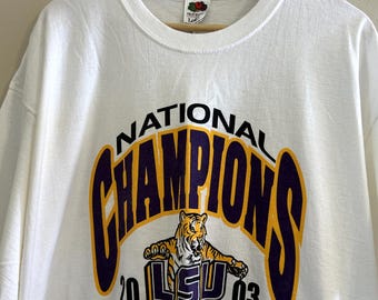 Camiseta de fútbol americano vintage XXL de la Universidad Estatal de Louisiana (LSU), campeona nacional.