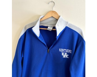 Vintage y2k University of Kentucky UK Quarter-zip Fleece Sweater Men's Medium