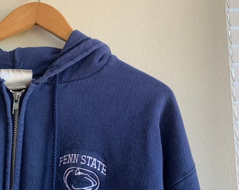 Vintage 90s Penn State PSU Lacrosse Full-zip Hoodie Sweatshirt Men's Medium