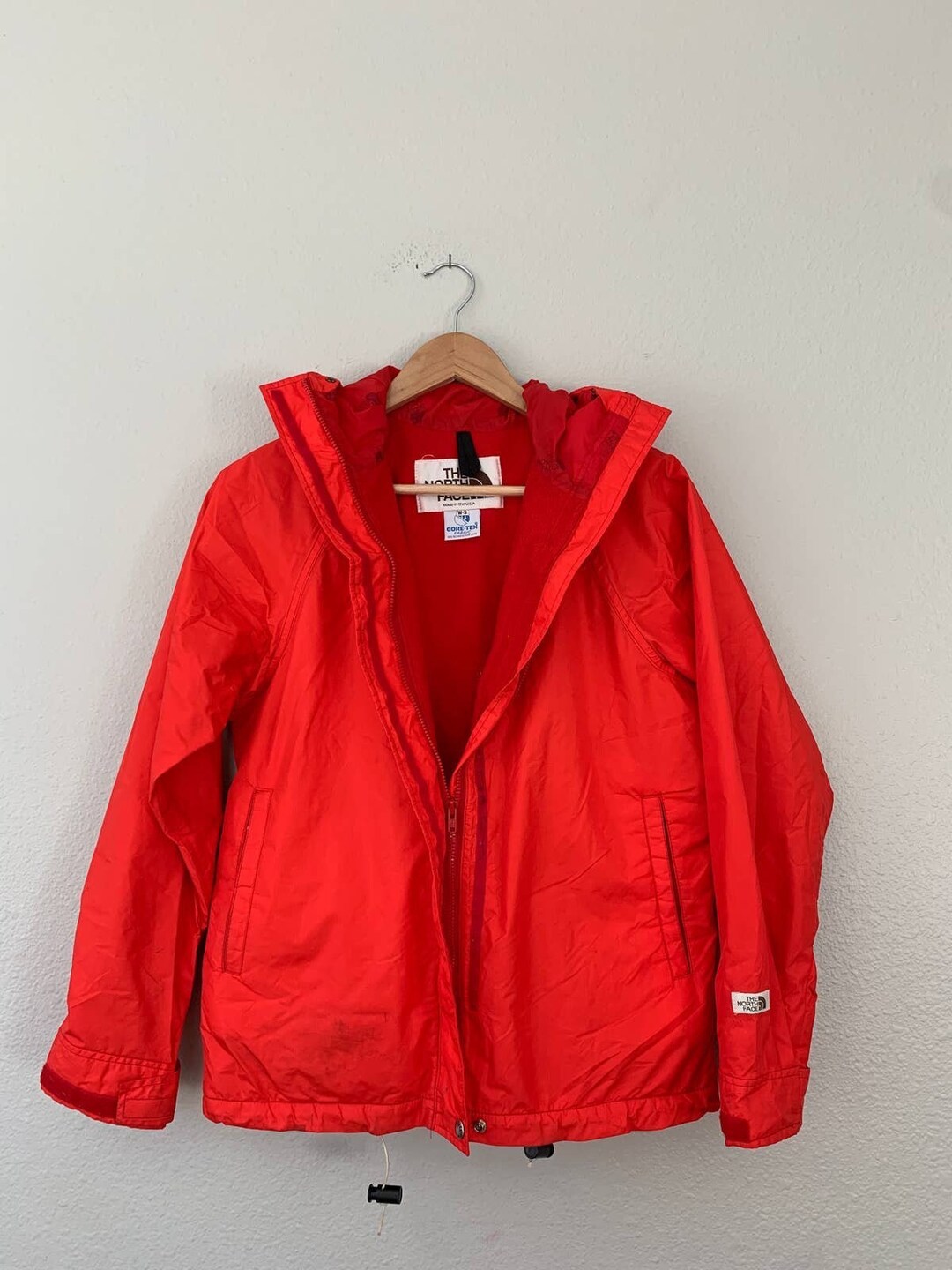 Vintage Red North Face Made in USA Brown Tag Goretex Hooded Rain