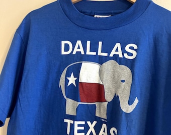 Camiseta vintage de la Convención Nacional Republicana de 1984 en Dallas, Ronald Reagan, talla grande.