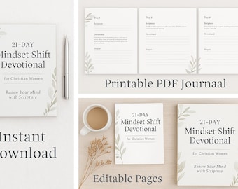 21-Day Christian Mindset Devotional for Women (Printable PDF Journal)