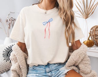 Cute 4th of July Shirt, Freedom Shirt, Fourth of July Party Shirt for Women, Patriotic Shirt for Women, Fourth of July Gift, American Bow