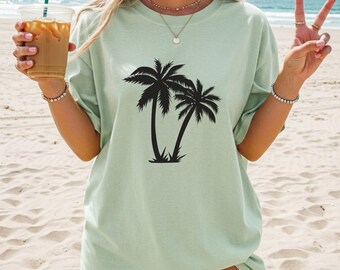 Cute Beach Trip T-Shirt, Boho Summer Shirt for Women, Cute Tropical Top, Shirt for Summer Vacation, Palm Tree Shirt, Minimalist Summer Top