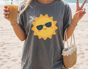 Süßes Sonnenschein-Shirt, Küstensonne-Shirt, Sommerferien-T-Shirt, Retro Sonnenschein-Grafik-Hemd, süßes Frauenhemd, Boho-Hemd, Retro-70er Jahre