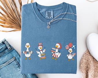 Cute Goose 4th of July Shirt, Freedom Shirt, Fourth of July Party Shirt for Women, Patriotic Shirt for Women, 4th of July Gift, Goose Shirt