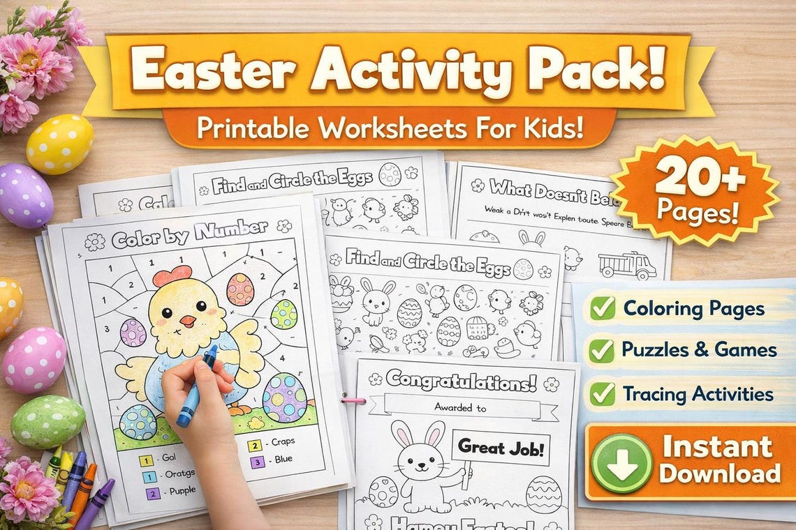 Easter Activity Pack for Kids | Coloring Pages, Puzzles, Tracing ...