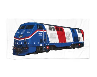 Metro North-Inspired Beach Towel (White) - America 250 Locomotive
