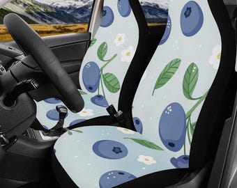 Funda de asiento de coche personalizada con diseño de arándanos, juego completo de fundas para asientos delanteros, protección para asientos.