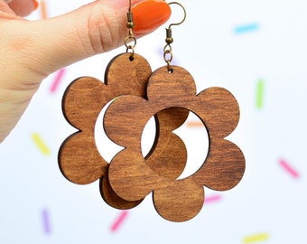 Wooden Daisy Earrings