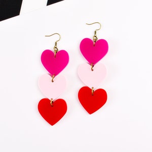 Valentines Heart Statement Earrings Trio
