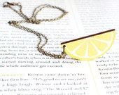Lemon Wedge Necklace, Fruit, Wood, Nickel Free