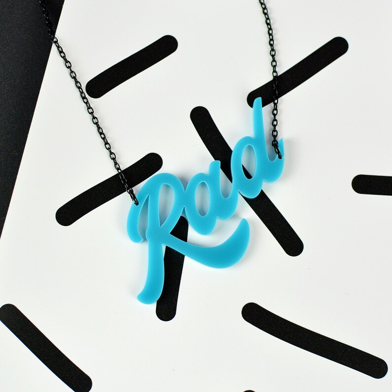 Rad 80s Slang Word Necklace Etsy UK