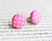 Pink Polka Dot Button Earrings | Fifties | Pin Up