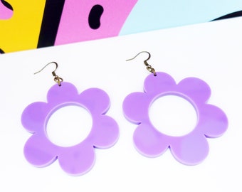 Lilac Daisy Statement Earrings