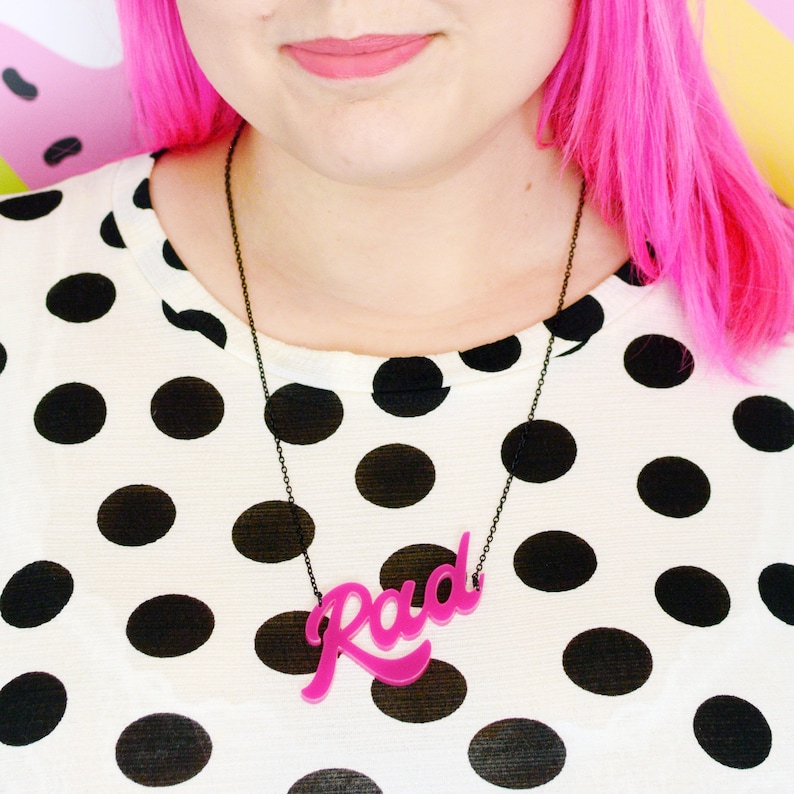 Rad 80s Slang Word Necklace Etsy UK