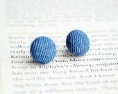 Denim Button Earrings, Upcycled, Punk Jewellery, Nickel Free Studs