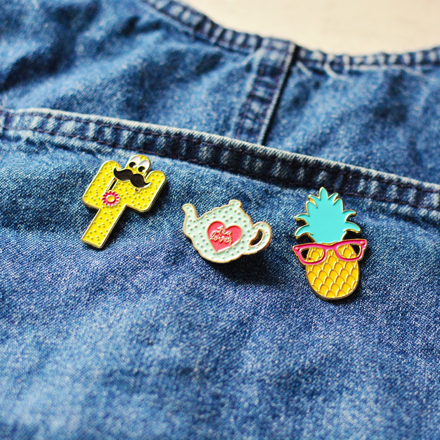 Cactus Enamel Pin With a Moustache & Googly Eyes in Cognito - Etsy UK
