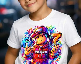 Roblox 6 7 Meme PNG • Design de chemise gamer amusant pour enfants • PNG prêt à imprimer • Téléchargement numérique