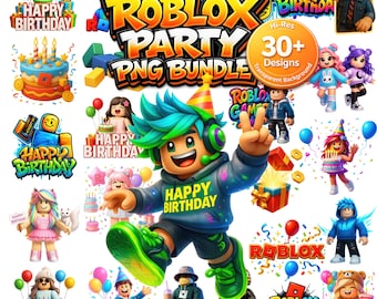 Ensemble de cliparts PNG Roblox anniversaire et fête - + de 30 modèles transparents haute résolution