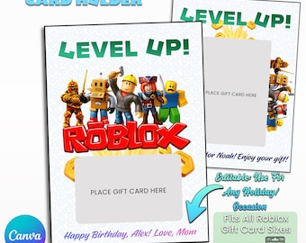 Roblox Gift Card Holder: Editable Canva Template, Printable Robux Birthday Gift