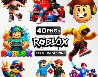 Lot de designs de t-shirts Roblox au format PNG | 40 designs de graffitis haute résolution pour l'impression, le streetwear et la sublimation