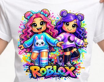 Imagen PNG de una chica gamer de Roblox • Diseño para camiseta de cumpleaños infantil • Camiseta imprimible • Imagen PNG para sublimación • Descarga digital