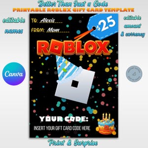 Utskrivbar Roblox-presentkortsmall • Redigerbart Canva-födelsedagskort • Direktnedladdning