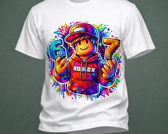 Conception de chemise Roblox PNG pour enfants • T-shirt graphique gamer • PNG prêt à imprimer • Téléchargement numérique
