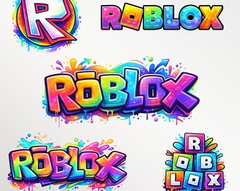 Ensemble PNG Roblox : style de logo de jeu, texte arc-en-ciel, éléments clipart graffiti (téléchargement numérique)