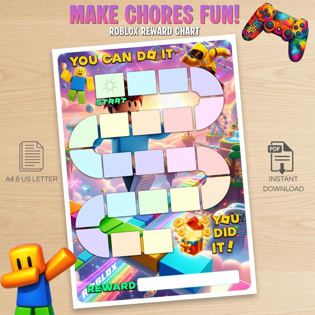 Roblox Reward Chart Printable | Kids Behavior & Chore Tracker A4 ...